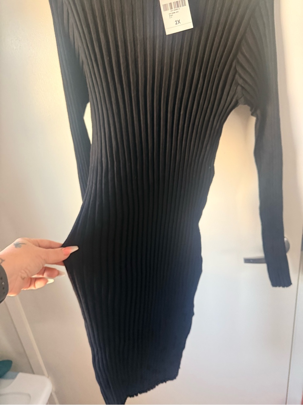 Forever 21 Black Ribbed Long Sleeve Midi Dress light weight sweater dress